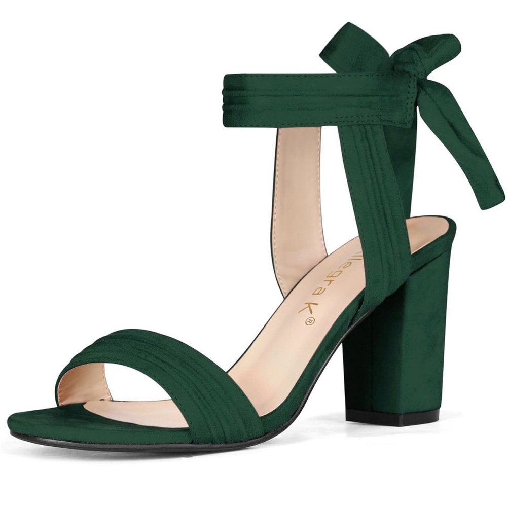 Allegra K Dark Green Ankle Strap Heels